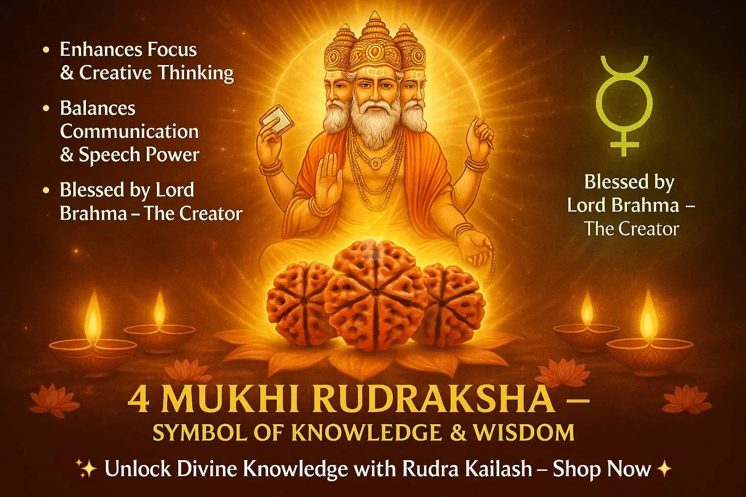 Four Mukhi 4 Face Rudraksha Collections - Rudra Kailash