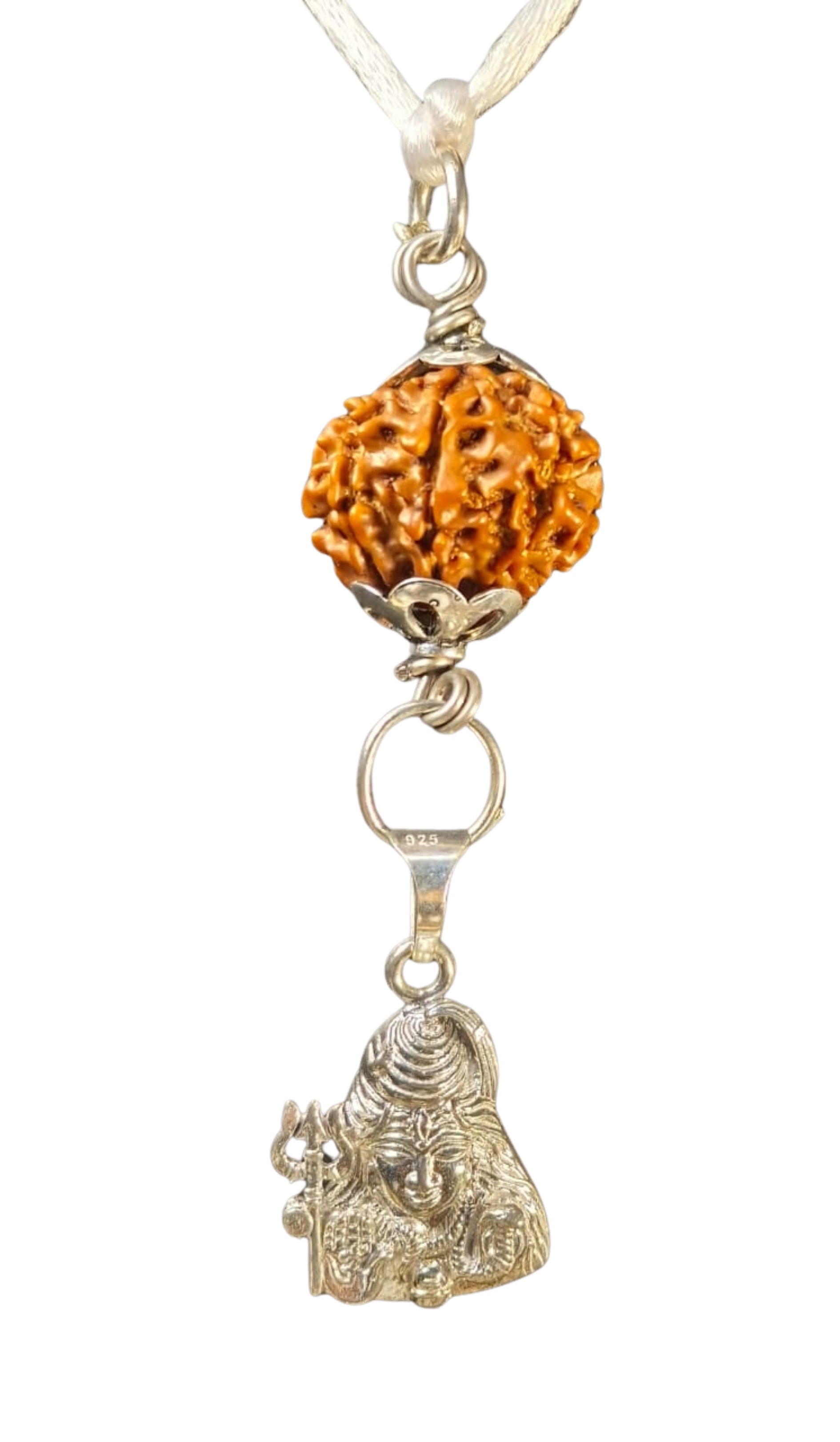 10 Mukhi Nepali Rudraksha with Silver Lord Shiva Pendant