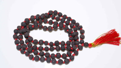 5 Mukhi Rudraksha Mala Black 5.5mm-6.0mm Rudra Kailash