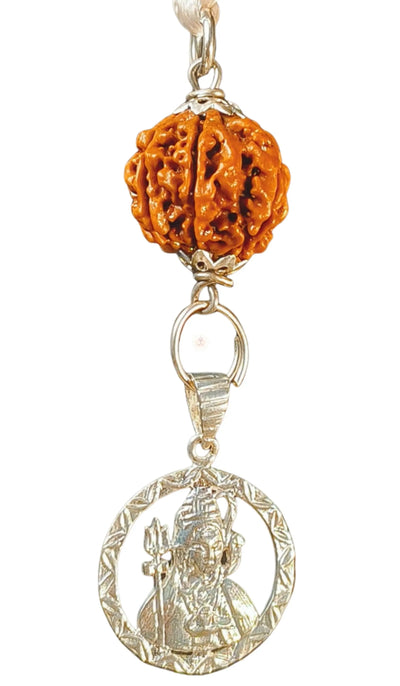7 Mukhi Nepali Rudraksha with Silver Lord Shiva Pendant Rudra Kailash
