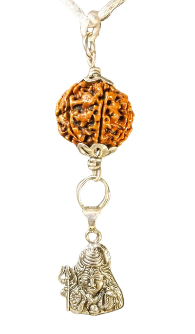 8 Mukhi Nepali Rudraksha with Silver Lord Shiva Pendant Rudra Kailash