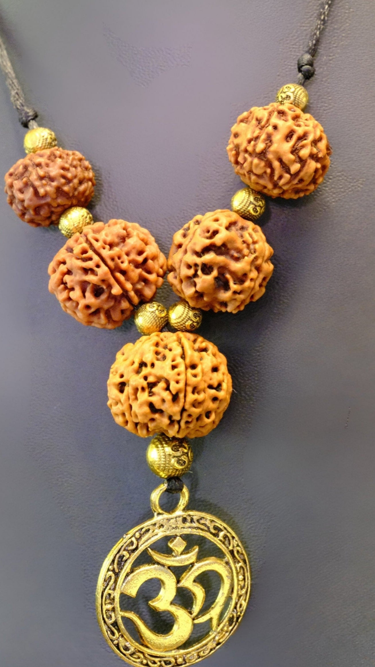 Shakti-Vijaya Rudraksha Mala with Om Pendant