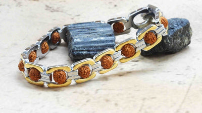 Dual Tone Gold Plated Rudraksha Bracelet