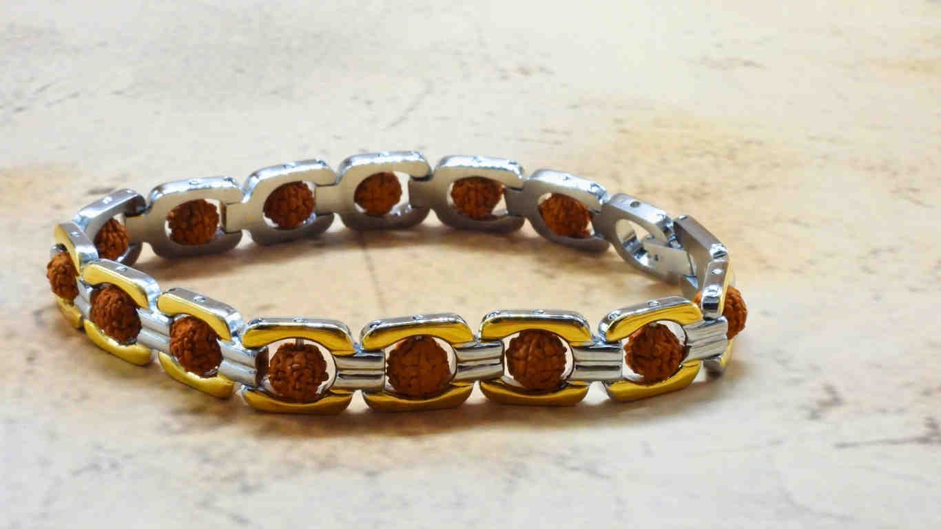 Dual Tone Gold Plated Rudraksha Bracelet