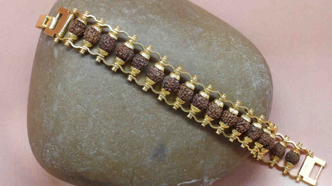 Gold Plated Modern Rudraksha Bracelet