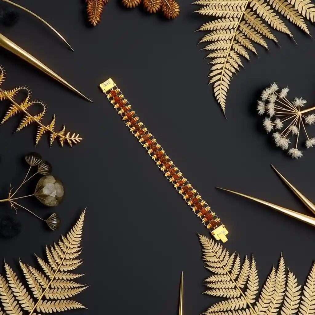 Gold Plated Modern Rudraksha Bracelet