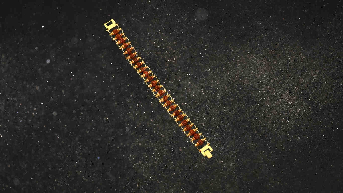 Gold Plated Modern Rudraksha Bracelet