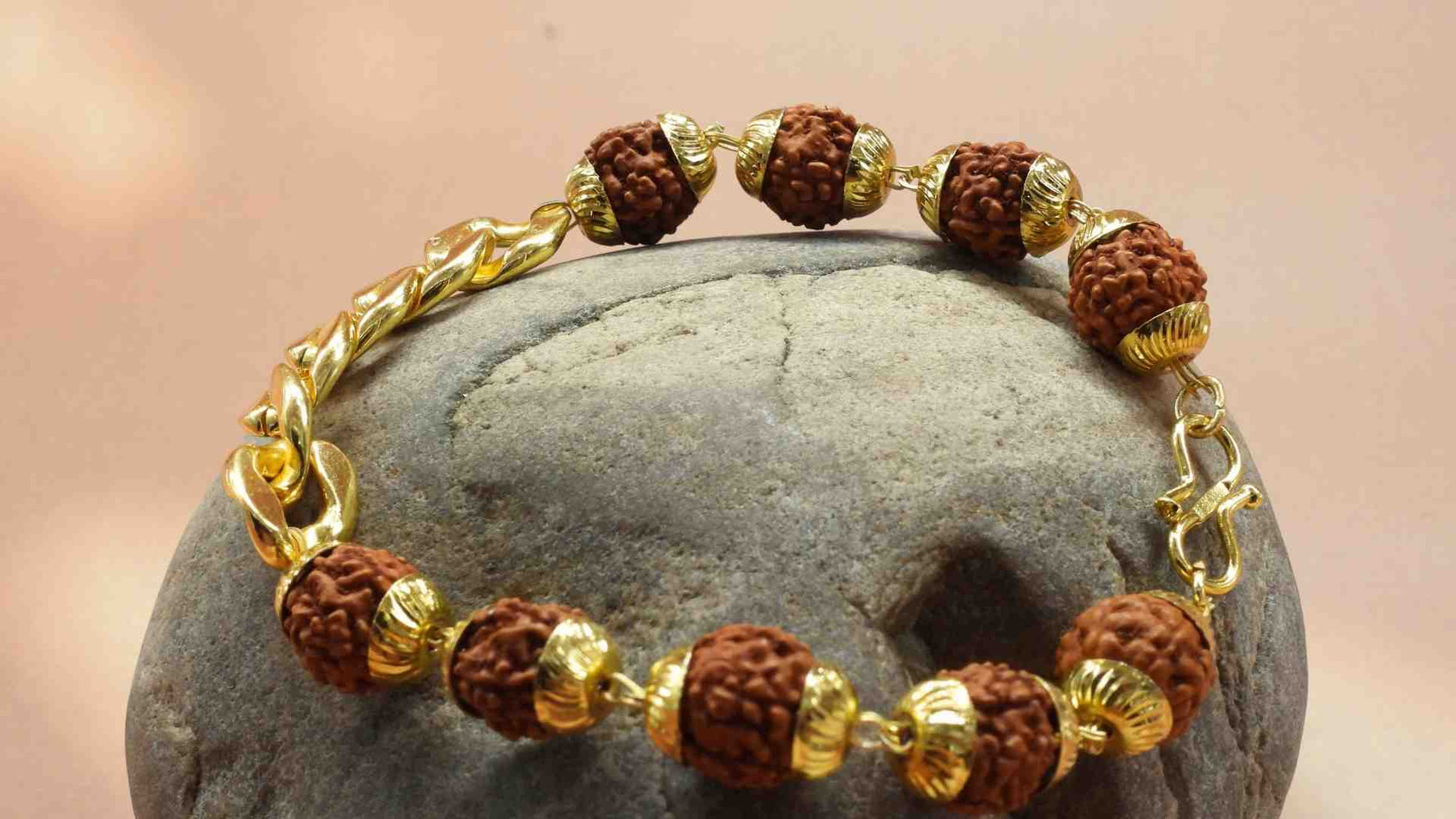 Gold Plated Links Rudraksha Bracelet For Men