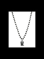 Karungali Mala with Lord Murugan Pendant – Silver Plated Ebony Wood Necklace
