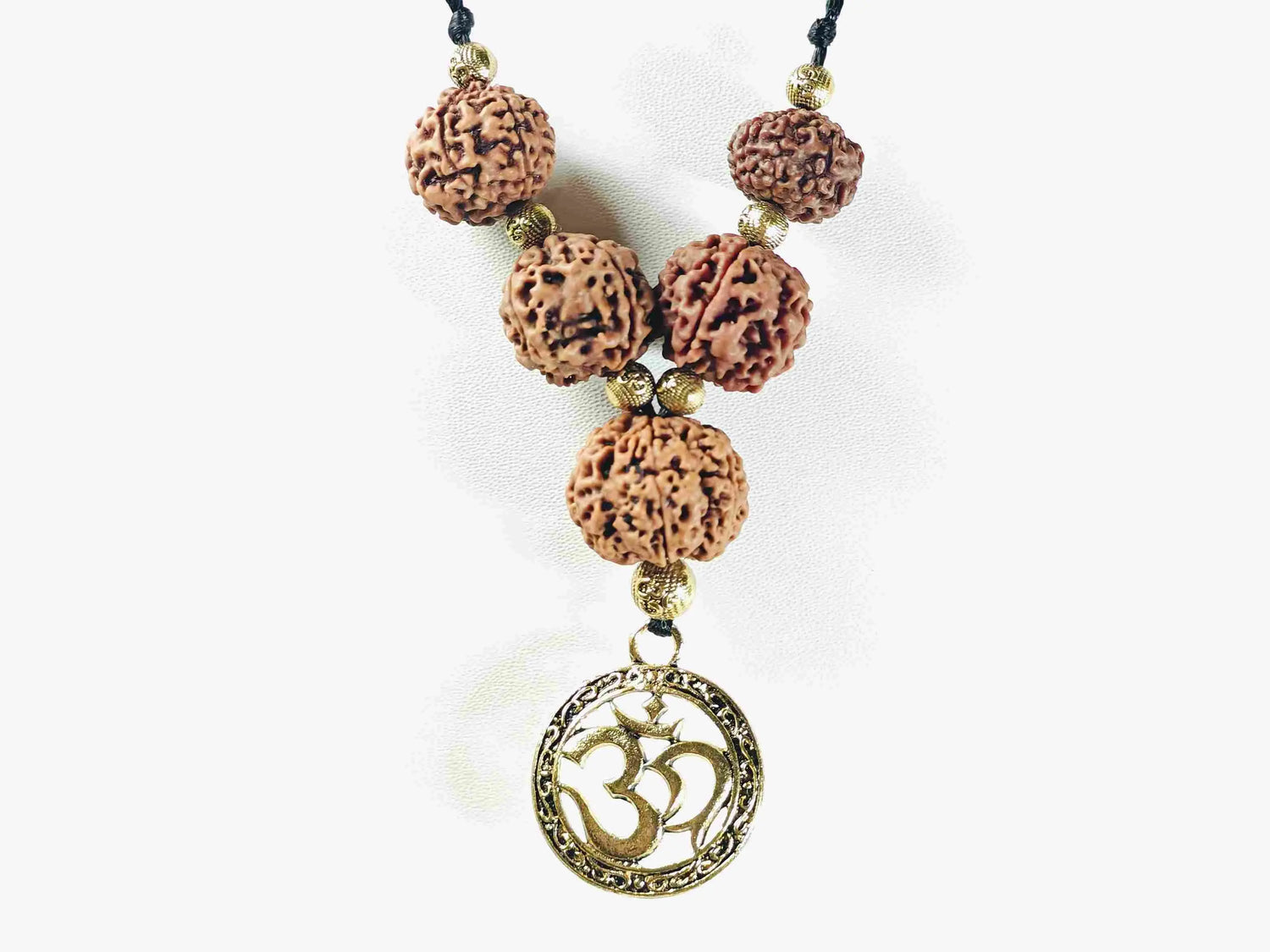 Shakti-Vijaya Rudraksha Mala with Om Pendant Rudra Kailash