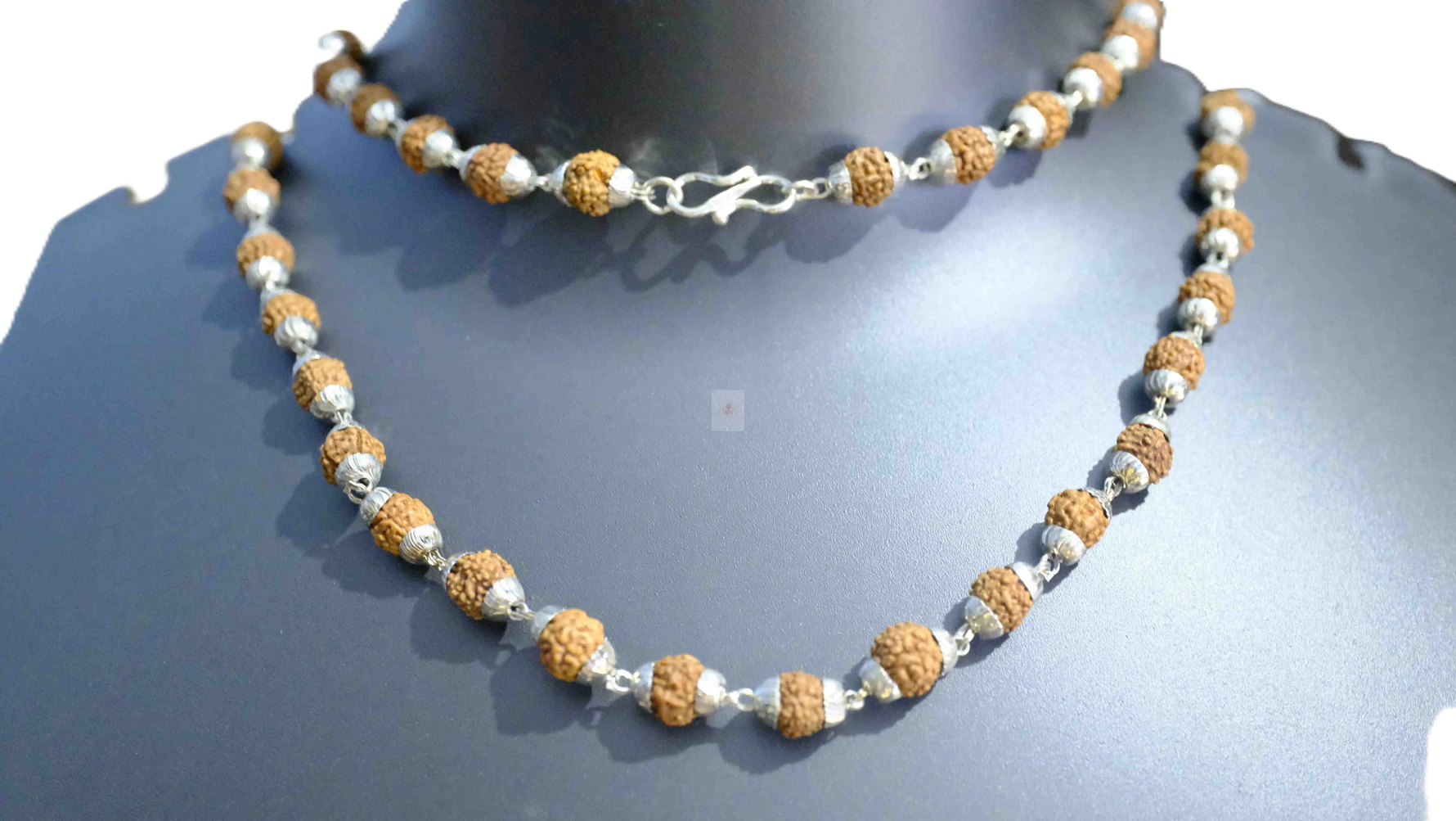 Silver Coated Rudraksha Mala