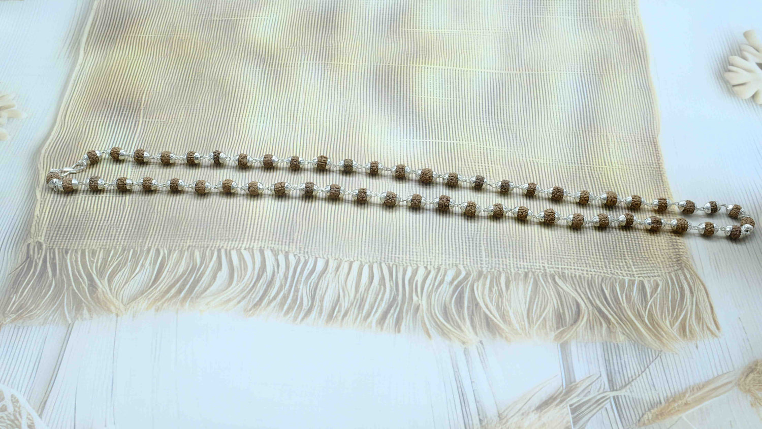 Silver Coated Rudraksha Mala 54+1 Beads