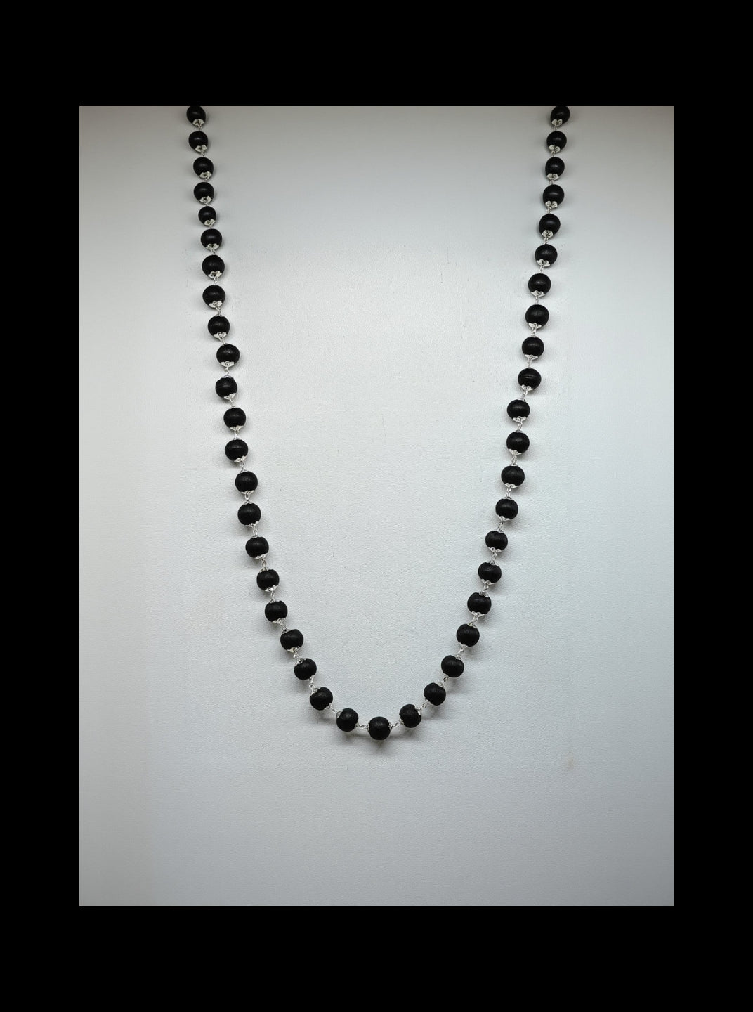 Silver Plated Capped Karungali Mala – 9mm Large Beads
