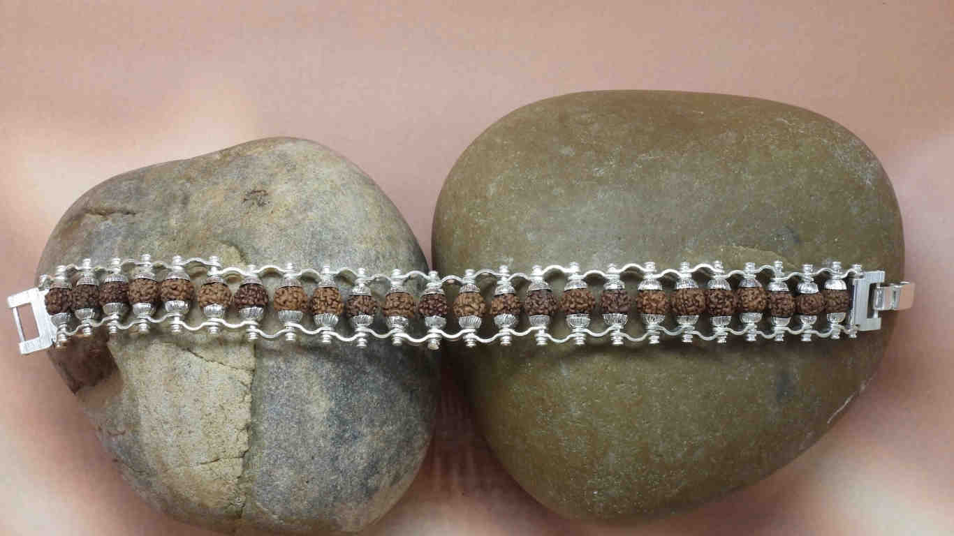 Silver Plated Modern Rudraksha Bracelet