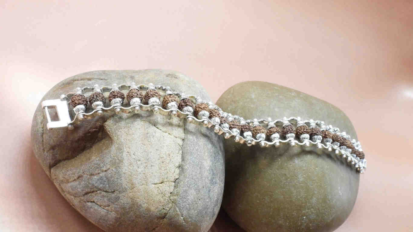 Silver Plated Modern Rudraksha Bracelet