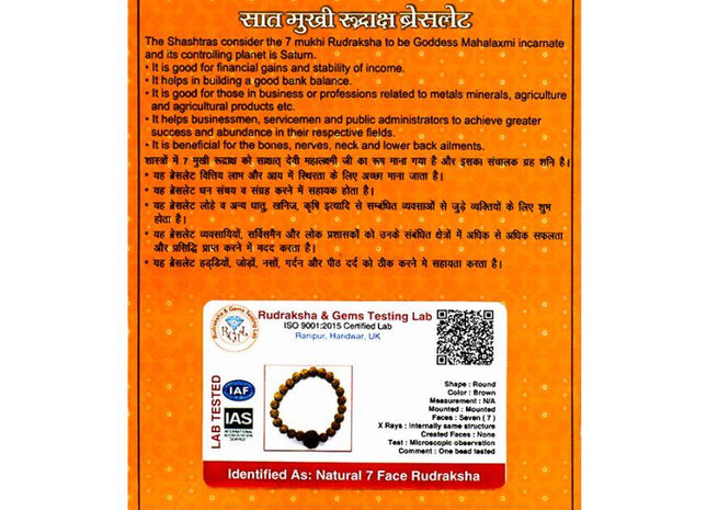 Seven Mukhi 7 Face Indonesia Rudraksha Bracelet - Rudra Kailash